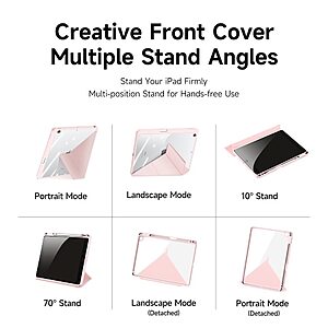 Θήκη Dux Ducis Magi Series Tri-Fold Flip Cover για iPad (2019/2020/2021) 10.2" με πολλαπλές θέσεις στήριξης, ειδική θέση για πενάκι και διάφανη ενισχυμένη πλάτη σε χρώμα ροζ - Image 5
