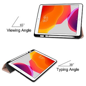 Θήκη Tri-Fold Flip Cover για iPad (2019/2020/2021) 10.2" από TPU και ενισχυμένη εσωτερική πλάτη σε χρώμα ροζ χρυσό - Image 3