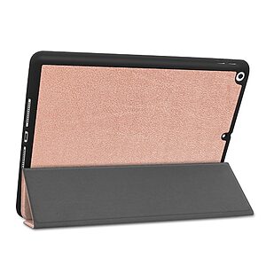 Θήκη Tri-Fold Flip Cover για iPad (2019/2020/2021) 10.2" από TPU και ενισχυμένη εσωτερική πλάτη σε χρώμα ροζ χρυσό - Image 5