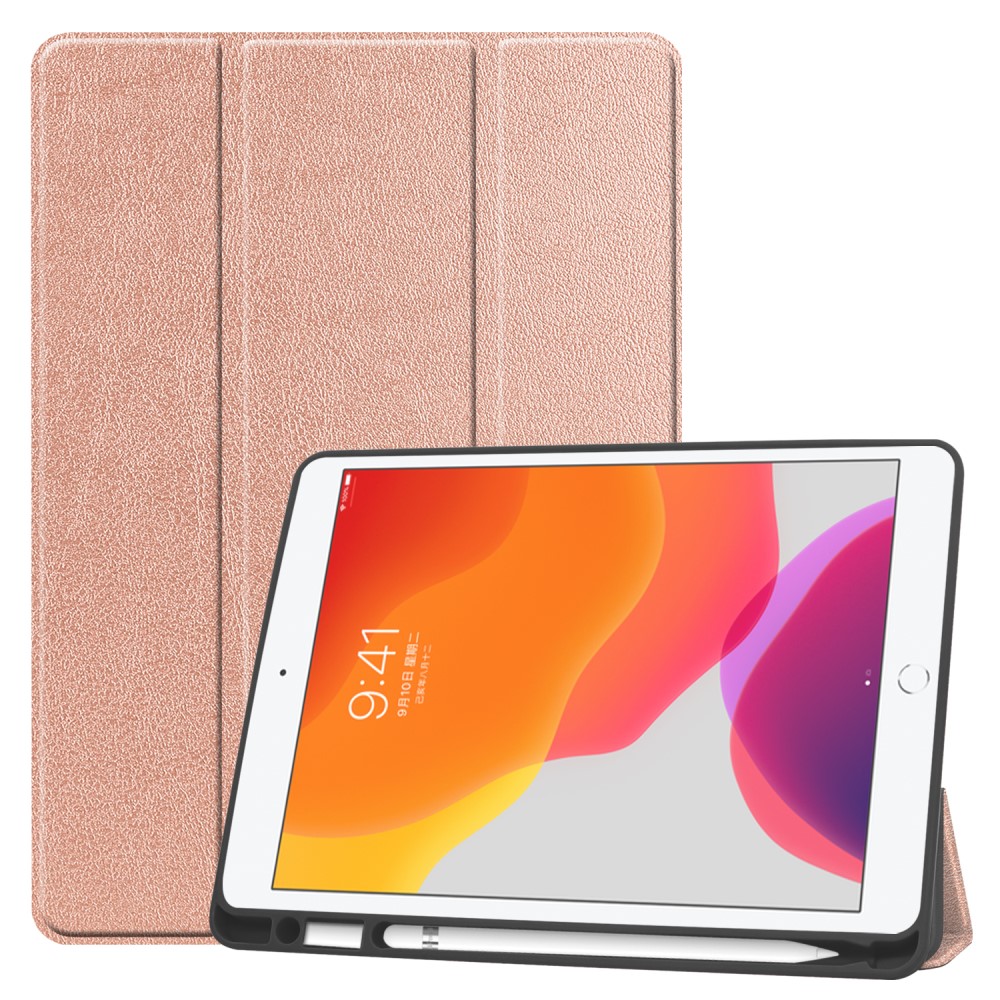 Θήκη Tri-Fold Flip Cover για iPad (2019/2020/2021) 10.2" από TPU και ενισχυμένη εσωτερική πλάτη σε χρώμα ροζ χρυσό
