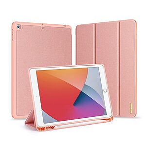 Θήκη Dux Ducis Domo Series Tri-Fold Flip Cover για iPad (2019/2020/2021) 10.2" με ειδική θέση για πενάκι και ενισχυμένη εσωτερική πλάτη σε χρώμα ροζ χρυσό