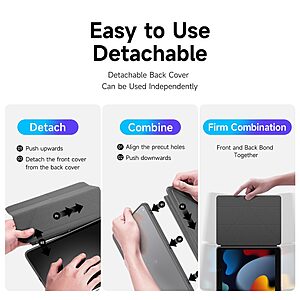 Θήκη Dux Ducis Magi Series Tri-Fold Flip Cover για iPad (2022) 10.9" / iPad 11" (2025) με πολλαπλές θέσεις στήριξης, ειδική θέση για πενάκι και διάφανη ενισχυμένη πλάτη σε χρώμα γκρι - Image 3