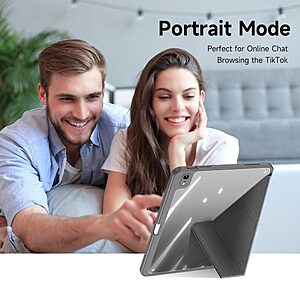 Θήκη Dux Ducis Magi Series Tri-Fold Flip Cover για iPad (2022) 10.9" / iPad 11" (2025) με πολλαπλές θέσεις στήριξης, ειδική θέση για πενάκι και διάφανη ενισχυμένη πλάτη σε χρώμα γκρι - Image 4