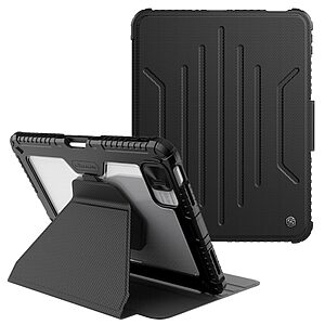 Θήκη NiLLkin Bumper Series με συρόμενο κάλυμμα κάμερας Tri-Fold Flip Cover για iPad (2022) 10.9" από TPU και διπλή ενισχυμένη αποσπώμενη πλάτη σε χρώμα μαύρο