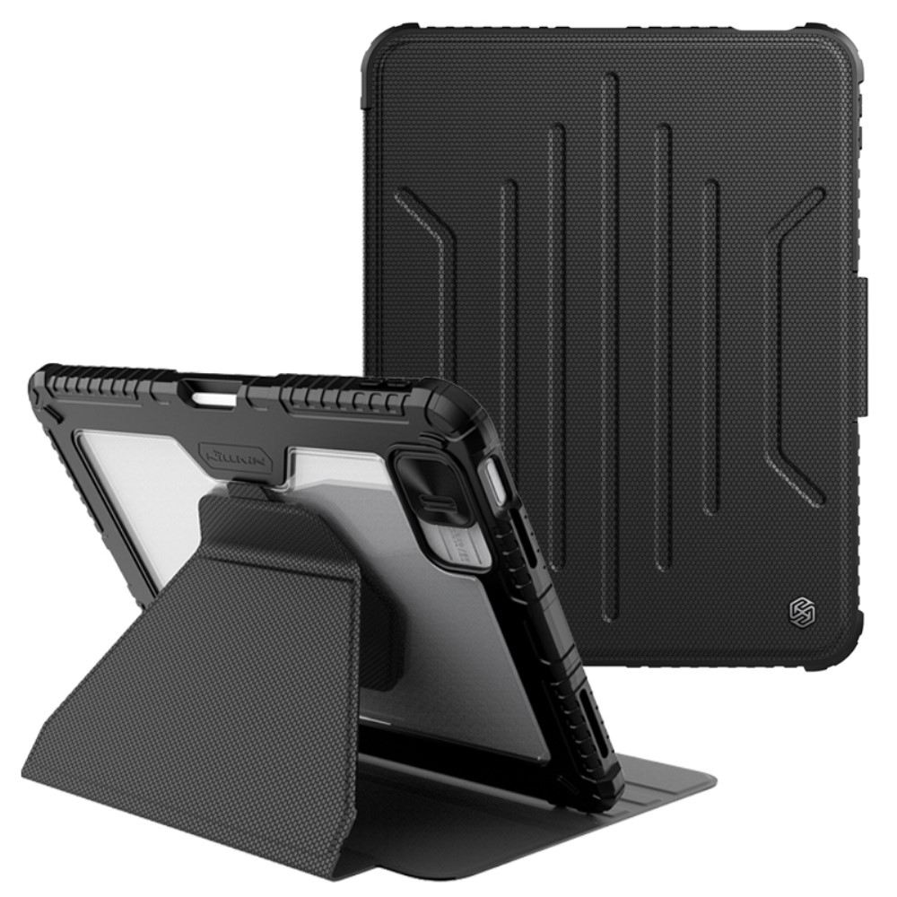 Θήκη NiLLkin Bumper Series με συρόμενο κάλυμμα κάμερας Tri-Fold Flip Cover για iPad (2022) 10.9" από TPU και διπλή ενισχυμένη αποσπώμενη πλάτη σε χρώμα μαύρο