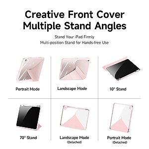 Θήκη Dux Ducis Magi Series Tri-Fold Flip Cover για iPad Air (2020/2022) 10.9" με πολλαπλές θέσεις στήριξης, ειδική θέση για πενάκι και διάφανη ενισχυμένη πλάτη σε χρώμα ροζ - Image 5