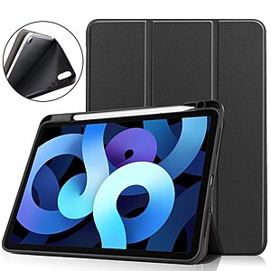 Θήκη Tri-Fold Flip Cover για iPad Air (2020/2022) 10.9" με ειδική θέση για πενάκι και ενισχυμένη εσωτερική πλάτη σε χρώμα μαύρο