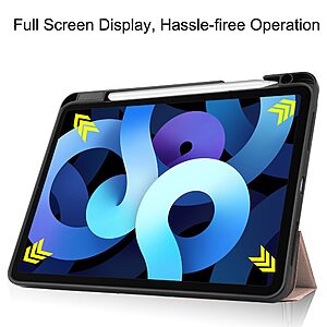 Θήκη Tri-Fold Flip Cover για iPad Air (2020/2022) 10.9" με ειδική θέση για πενάκι και ενισχυμένη εσωτερική πλάτη σε χρώμα ροζ χρυσό - Image 5