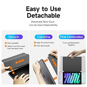 Θήκη Dux Ducis Magi Series Tri-Fold Flip Cover για iPad mini 8.3" (2021/24) με πολλαπλές θέσεις στήριξης, ειδική θέση για πενάκι και διάφανη ενισχυμένη πλάτη σε χρώμα γκρι - Image 3