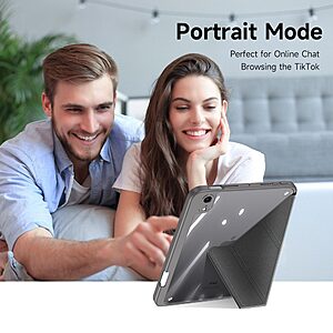 Θήκη Dux Ducis Magi Series Tri-Fold Flip Cover για iPad mini 8.3" (2021/24) με πολλαπλές θέσεις στήριξης, ειδική θέση για πενάκι και διάφανη ενισχυμένη πλάτη σε χρώμα γκρι - Image 4