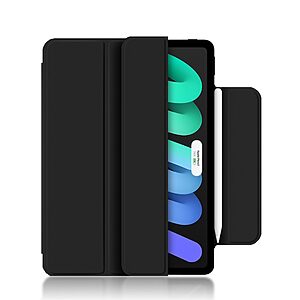 Θήκη Tri-Fold Flip Cover για iPad mini 8.3" (2021/24) με μαγνητική πλάτη και ενισχυμένο κούμπωμα σε χρώμα μαύρο - Image 5
