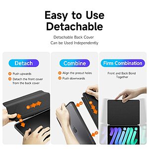 Θήκη Dux Ducis Magi Series Tri-Fold Flip Cover για iPad mini 8.3" (2021/24) με πολλαπλές θέσεις στήριξης, ειδική θέση για πενάκι και διάφανη ενισχυμένη πλάτη σε χρώμα μαύρο - Image 3