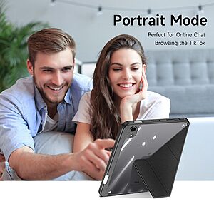 Θήκη Dux Ducis Magi Series Tri-Fold Flip Cover για iPad mini 8.3" (2021/24) με πολλαπλές θέσεις στήριξης, ειδική θέση για πενάκι και διάφανη ενισχυμένη πλάτη σε χρώμα μαύρο - Image 4