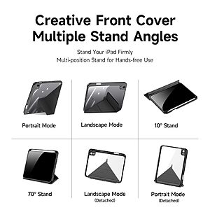 Θήκη Dux Ducis Magi Series Tri-Fold Flip Cover για iPad mini 8.3" (2021/24) με πολλαπλές θέσεις στήριξης, ειδική θέση για πενάκι και διάφανη ενισχυμένη πλάτη σε χρώμα μαύρο - Image 5