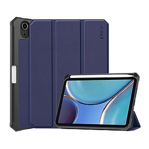 Θήκη ENKAY HAT PRINCE Tri-Fold Flip Cover για iPad mini (2021) 8.3" από TPU με ειδική θέση για πενάκι και ενισχυμένη εσωτερική πλάτη σε χρώμα μπλε σκούρο