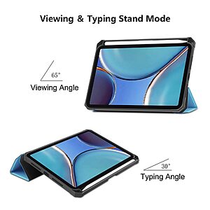 Θήκη ENKAY HAT PRINCE Tri-Fold Flip Cover για iPad mini 8.3" (2021/24) από TPU με ειδική θέση για πενάκι και ενισχυμένη εσωτερική πλάτη σε χρώμα μπλε σκούρο - Image 4