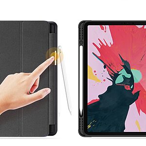 Θήκη Dux Ducis Domo Series Tri-Fold Flip Cover για iPad Pro (2018/2020/2021/2022) 12.9" με ειδική θέση για πενάκι και ενισχυμένη εσωτερική πλάτη σε χρώμα μαύρο - Image 3
