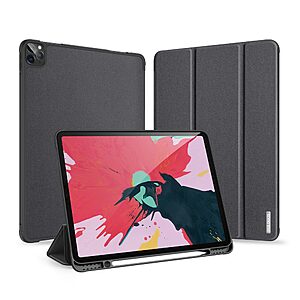 Θήκη Dux Ducis Domo Series Tri-Fold Flip Cover για iPad Pro (2018/2020/2021/2022) 12.9" με ειδική θέση για πενάκι και ενισχυμένη εσωτερική πλάτη σε χρώμα μαύρο