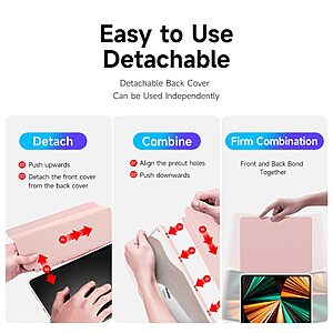 Θήκη Dux Ducis Magi Series Tri-Fold Flip Cover για iPad Pro (2018/2020/2021/2022) 12.9" με πολλαπλές θέσεις στήριξης, ειδική θέση για πενάκι και διάφανη ενισχυμένη πλάτη σε χρώμα ροζ - Image 3