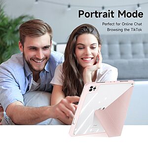 Θήκη Dux Ducis Magi Series Tri-Fold Flip Cover για iPad Pro (2018/2020/2021/2022) 12.9" με πολλαπλές θέσεις στήριξης, ειδική θέση για πενάκι και διάφανη ενισχυμένη πλάτη σε χρώμα ροζ - Image 4