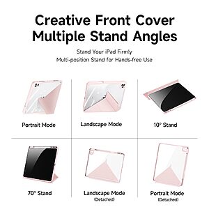 Θήκη Dux Ducis Magi Series Tri-Fold Flip Cover για iPad Pro (2018/2020/2021/2022) 12.9" με πολλαπλές θέσεις στήριξης, ειδική θέση για πενάκι και διάφανη ενισχυμένη πλάτη σε χρώμα ροζ - Image 5