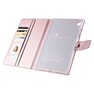 Θήκη Tablet Flip Wallet δερματίνη με υποδοχές καρτών και ειδική θέση για πενάκι για Galaxy Tab A8 10.5" σε χρώμα ροζ χρυσό - Image 3