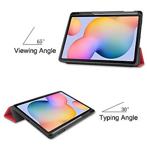 Θήκη Tri-Fold Flip Cover για Galaxy Tab S6 Lite / S6 Lite (2022) TPU με ειδική θέση για πενάκι και διπλή ενισχυμένη πλάτη σε χρώμα κόκκινο - Image 3