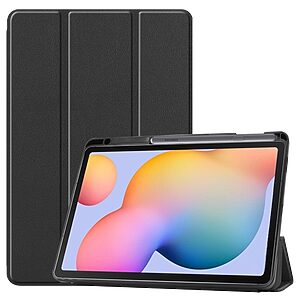 Θήκη Tri-Fold Flip Cover για Galaxy Tab S6 Lite / S6 Lite (2022) TPU με ειδική θέση για πενάκι και διπλή ενισχυμένη πλάτη σε χρώμα μαύρο
