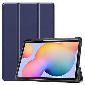 Θήκη Tri-Fold Flip Cover για Galaxy Tab S6 Lite / S6 Lite (2022) TPU με ειδική θέση για πενάκι και διπλή ενισχυμένη πλάτη σε χρώμα μπλε σκούρο