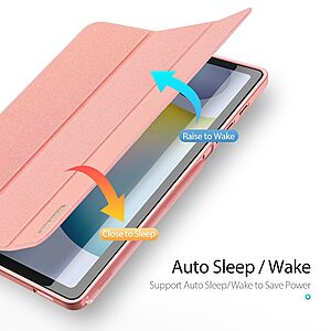 Θήκη Dux Ducis Domo Series Tri-Fold Flip Cover για Galaxy Tab S6 Lite / S6 Lite (2022) με ειδική θέση για πενάκι και ενισχυμένη εσωτερική πλάτη σε χρώμα ροζ χρυσό - Image 4