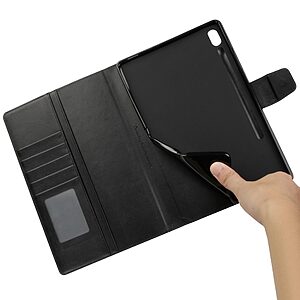Θήκη Tablet Flip Wallet δερματίνη με υποδοχές καρτών και ειδική θέση για πενάκι για Galaxy Tab S7 Plus / S8 Plus / S7 FE 12.4" σε χρώμα μαύρο - Image 3