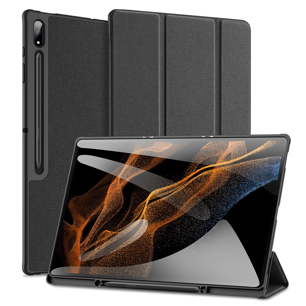 Θήκη Dux Ducis Domo Series Tri-Fold Flip Cover για Galaxy Tab S8 Ultra 14.6" με ειδική θέση για πενάκι και ενισχυμένη εσωτερική πλάτη σε χρώμα μαύρο Θήκη Dux Ducis Domo Series Tri-Fold Flip Cover για Galaxy Tab S8 Ultra 14.6" με ειδική θέση για πενάκι και ενισχυμένη εσωτερική πλάτη σε χρώμα μαύρο
