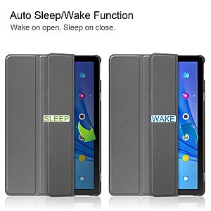 Θήκη Tri-Fold Flip Cover για TCL TAB 10s 10.1" από Πλαστικό με ενισχυμένες γωνίες σε χρώμα γκρι - Image 5