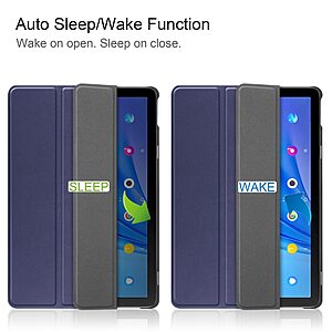 Θήκη Tri-Fold Flip Cover για TCL TAB 10s 10.1" από Πλαστικό με ενισχυμένες γωνίες σε χρώμα μπλε σκούρο - Image 5