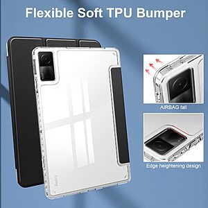 Θήκη Tri-Fold Flip Cover για Xiaomi Redmi Pad 10.61" από TPU και διάφανη ενισχυμένη πλάτη σε χρώμα μαύρο - Image 5