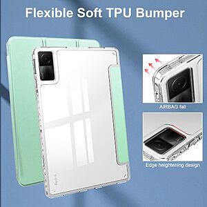 Θήκη Tri-Fold Flip Cover για Xiaomi Redmi Pad 10.61" από TPU και διάφανη ενισχυμένη πλάτη σε χρώμα πράσινο - Image 5