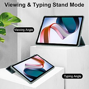 Θήκη Tri-Fold Flip Cover για Xiaomi Redmi Pad 10.61" από TPU και διάφανη ενισχυμένη πλάτη σε χρώμα σκούρο πράσινο - Image 3