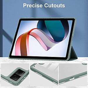 Θήκη Tri-Fold Flip Cover για Xiaomi Redmi Pad 10.61" από TPU και διάφανη ενισχυμένη πλάτη σε χρώμα σκούρο πράσινο - Image 4