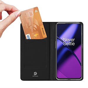 υποδοχή καρτών και μαγνητικό κούμπωμα Flip Wallet από συνθετικό δέρμα και TPU μαύρο