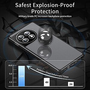 Θήκη OnePlus 11 5G Mad Mask Anti Peep Series V2 με μαγνητικό μεταλλικό πλαίσιο και διπλό Tempered Glass για προστασία 360° μοιρών μαύρο - Image 4