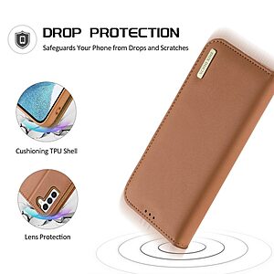 Θήκη Samsung Galaxy S23 Plus Dux Ducis Hivo Series με RFID Blocking, βάση στήριξης, υποδοχές καρτών με μαγνητικό κλείσιμο Flip Wallet από αυθεντικό δέρμα και TPU καφέ - Image 4