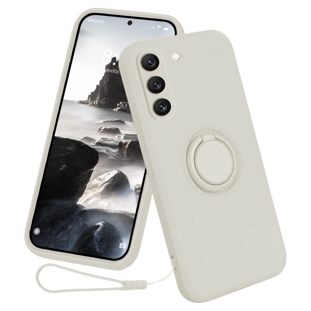 Θήκη Samsung Galaxy S23 OEM Ultra Thin Matte Premium Πλάτη με ημίσκληρο TPU και δαχτυλίδι στήριξης λευκό