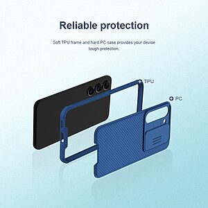 Θήκη Samsung Galaxy S23 NiLLkin Camshield Pro Series Πλάτη με προστασία για την κάμερα από σκλήρό Premium TPU μπλε - Image 5