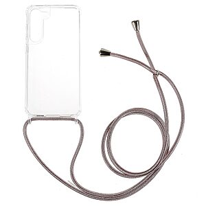 Θήκη Samsung Galaxy S23 Mad Mask Hybrid Sockproof Transparent V3 πλάτη με κορδόνι από αντικραδασμικό TPU ροζ χρυσό