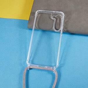 Θήκη Samsung Galaxy S23 Mad Mask Hybrid Sockproof Transparent V3 πλάτη με κορδόνι από αντικραδασμικό TPU ροζ χρυσό - Image 4