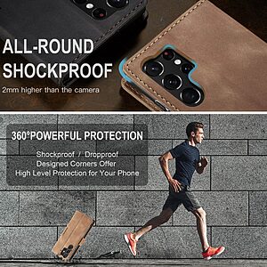 Θήκη Samsung Galaxy S23 Ultra CaseMe 013 Series Πορτοφόλι με βάση στήριξης, υποδοχές καρτών και μαγνητικό κούμπωμα από συνθετικό δέρμα και TPU καφέ - Image 5
