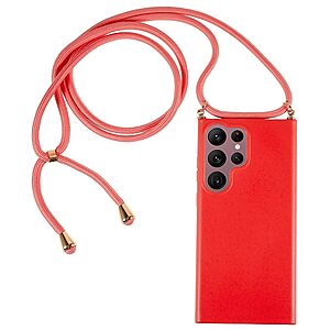 Θήκη Samsung Galaxy S23 Ultra OEM Soft Silicone Sockproof πλάτη με κορδόνι από αντικραδασμικό TPU κόκκινο