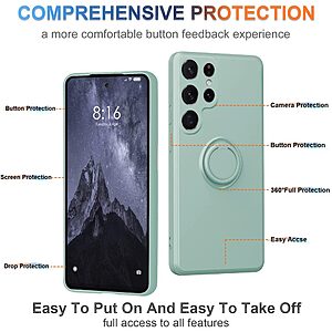 Θήκη Samsung Galaxy S23 Ultra OEM Ultra Thin Matte Premium Πλάτη με ημίσκληρο TPU και δαχτυλίδι στήριξης κυανό - Image 5