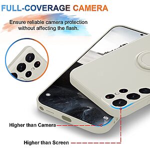 Θήκη Samsung Galaxy S23 Ultra OEM Ultra Thin Matte Premium Πλάτη με ημίσκληρο TPU και δαχτυλίδι στήριξης λευκό - Image 3