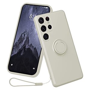 Θήκη Samsung Galaxy S23 Ultra OEM Ultra Thin Matte Premium Πλάτη με ημίσκληρο TPU και δαχτυλίδι στήριξης λευκό